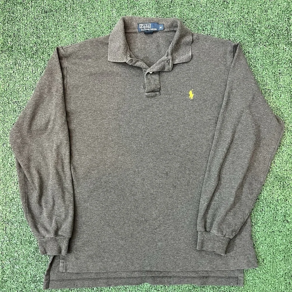 Vintage Polo Ralph Lauren Long Sleeve Polo Shirt Mens Size Medium Single Stitch